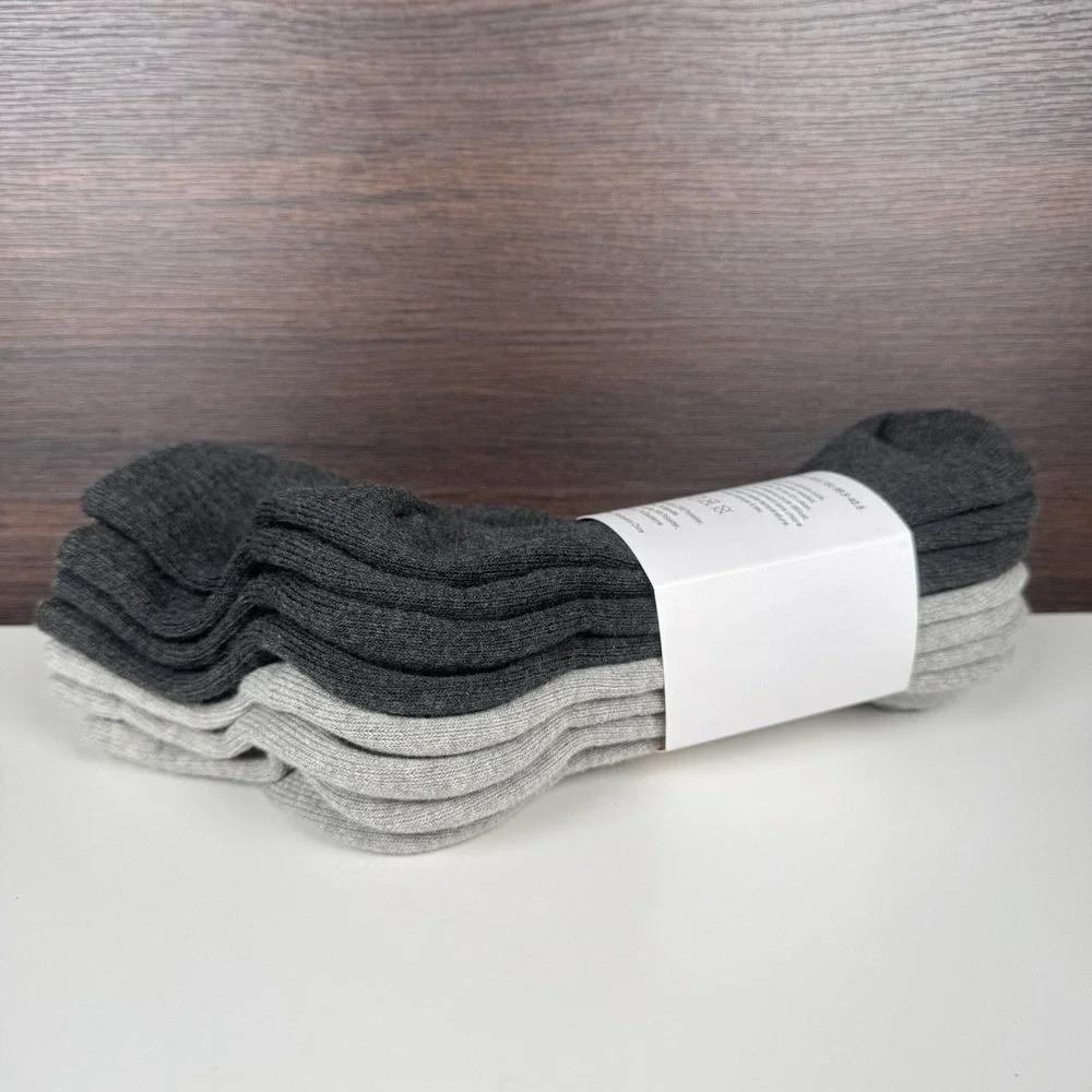 QUINCE Everyday Cotton Quarter Socks 4 Pack Gray / Charcoal   M 6-9    W 8-10.5
